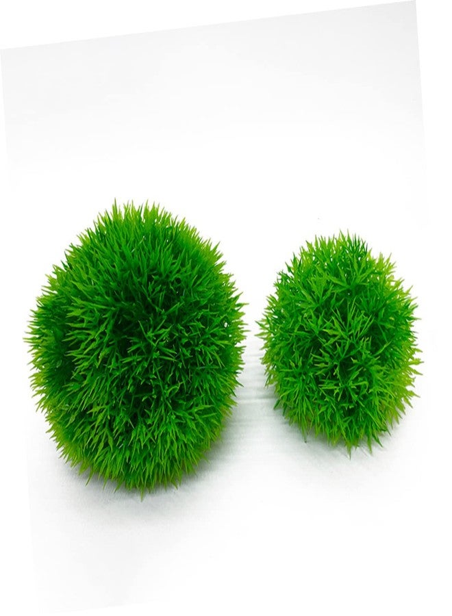 BCOATH Lifelike Aquatic Plants Decorations 2Pcs Fake Water Grass Balls for Fish Tank Aquarium Decors Lightweight Plastic Underwater Crafts for Home and Office - Image 3
